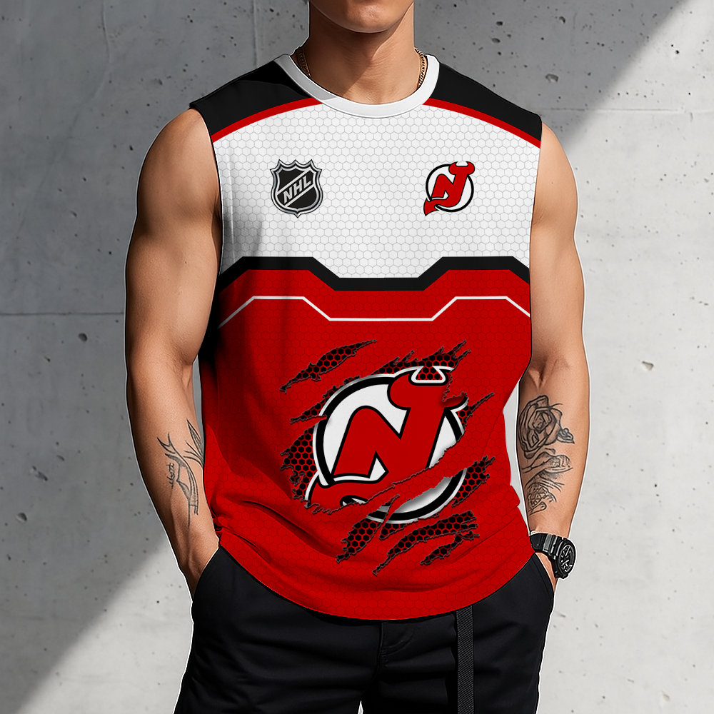 SPECIAL EDITION - NEW CUSTOMIZED NHL06 NJD NEW JERSEY DEVILS MEN'S GYM SHIRT