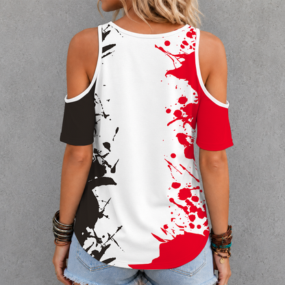 [SUPER SALE] NEW CUSTOMIZED NHL06 NJD NEW JERSEY DEVILS CRISS CROSS V-NECK TOP