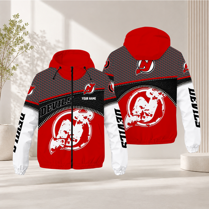 EXCLUSIVE EDITION - NEW CUSTOMIZED NHL06 NJD NEW JERSEY DEVILS WINDBREAKER JACKET