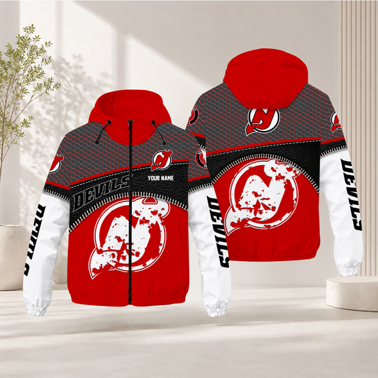 EXCLUSIVE EDITION - NEW CUSTOMIZED NHL06 NJD NEW JERSEY DEVILS WINDBREAKER JACKET