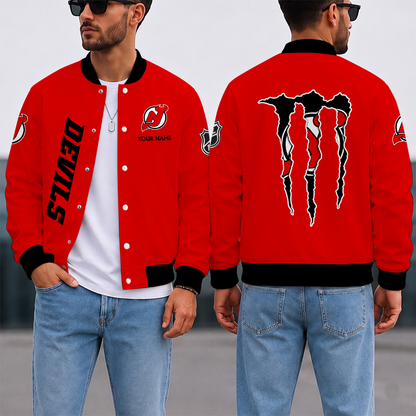 EXCLUSIVE EDITION - NEW CUSTOMIZED NHL06 NJD NEW JERSEY DEVILS SATIN VARSITY JACKET & BASEBALL JACKET