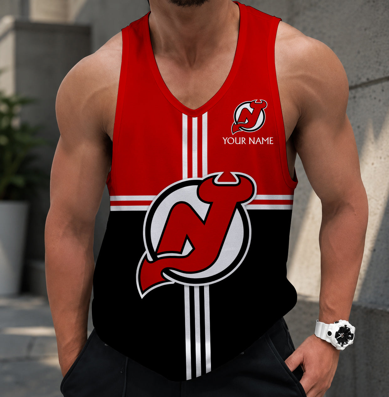 LIMITED EDITION - NEW CUSTOMIZED NHL06 NJD NEW JERSEY DEVILS MEN'S TANK TOP