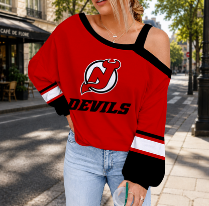 EXCLUSIVE EDITION - NEW CUSTOMIZED NHL06 NJD NEW JERSEY DEVILS DROP SHOULDER SWEATSHIRT