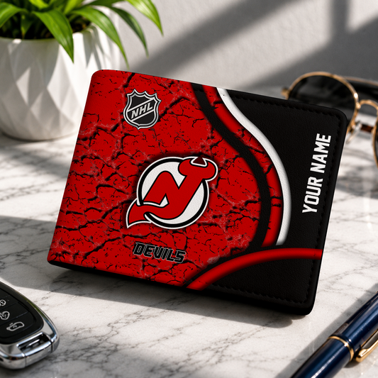 FINAL CLEARANCE - NEW CUSTOMIZED NHL06 NJD NEW JERSEY DEVILS LEATHER WALLET