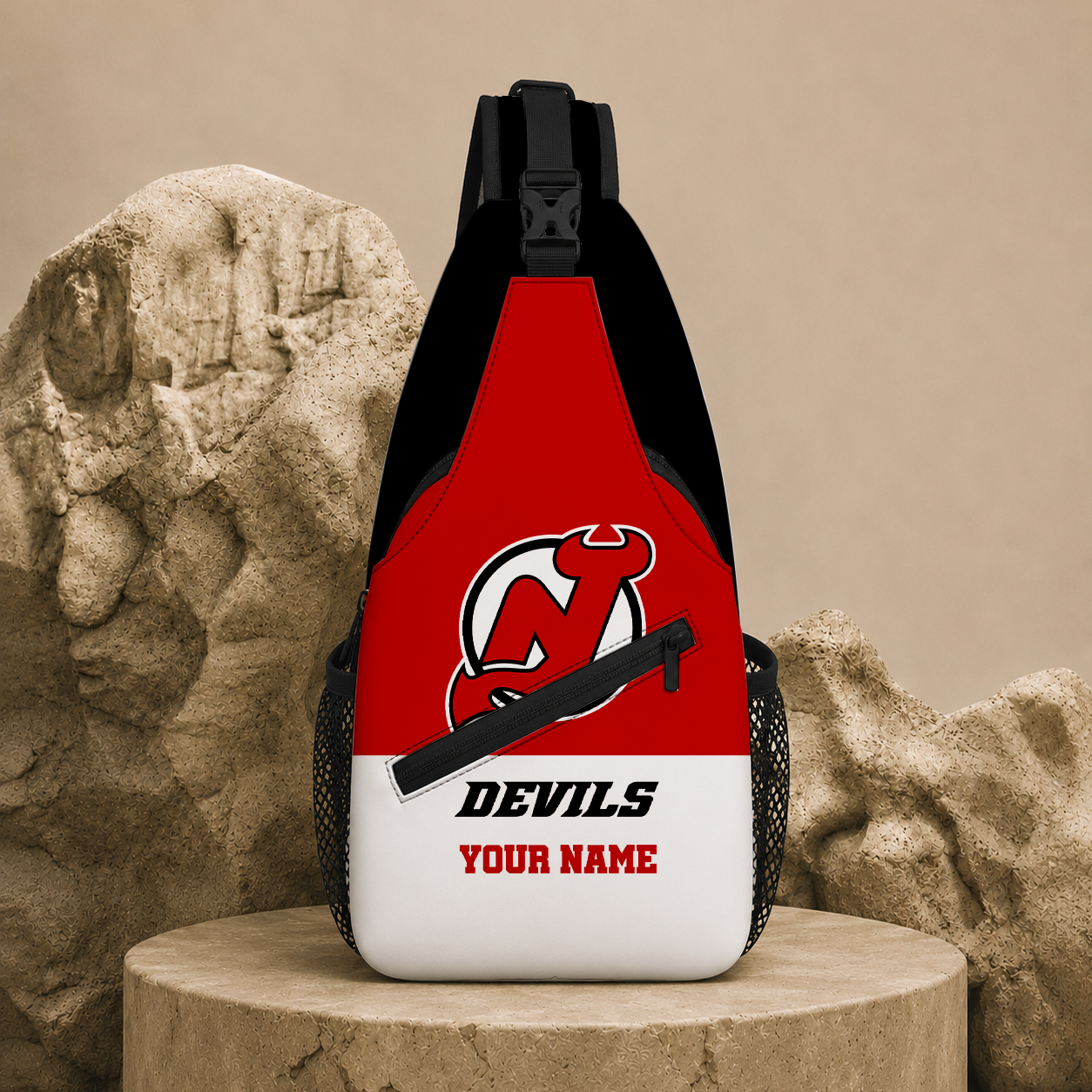 LIMITED EDITION - NEW CUSTOMIZED NHL06 NJD NEW JERSEY DEVILS SLING BAG