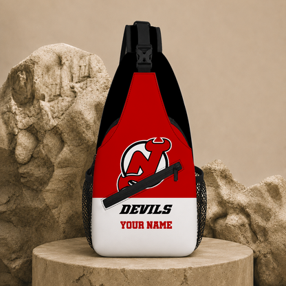 LIMITED EDITION - NEW CUSTOMIZED NHL06 NJD NEW JERSEY DEVILS SLING BAG