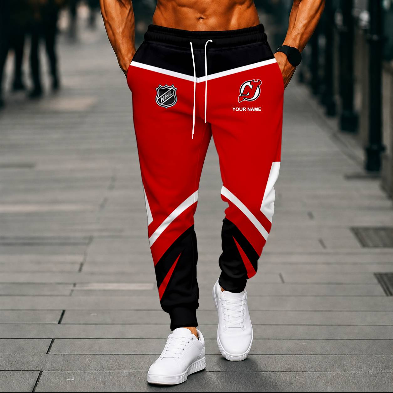 LIMITED EDITION - NEW CUSTOMIZED NHL06 NJD NEW JERSEY DEVILS UNISEX LONG PANTS