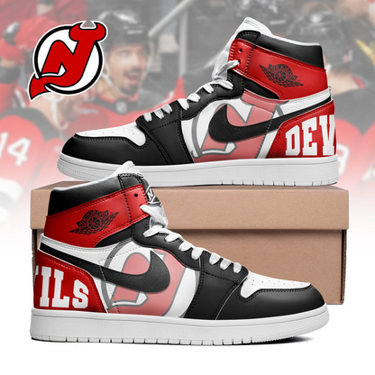 LIMITED EDITION - NEW CUSTOMIZED NHL06 NJ DEVILS AIR JORDAN SNEAKERS