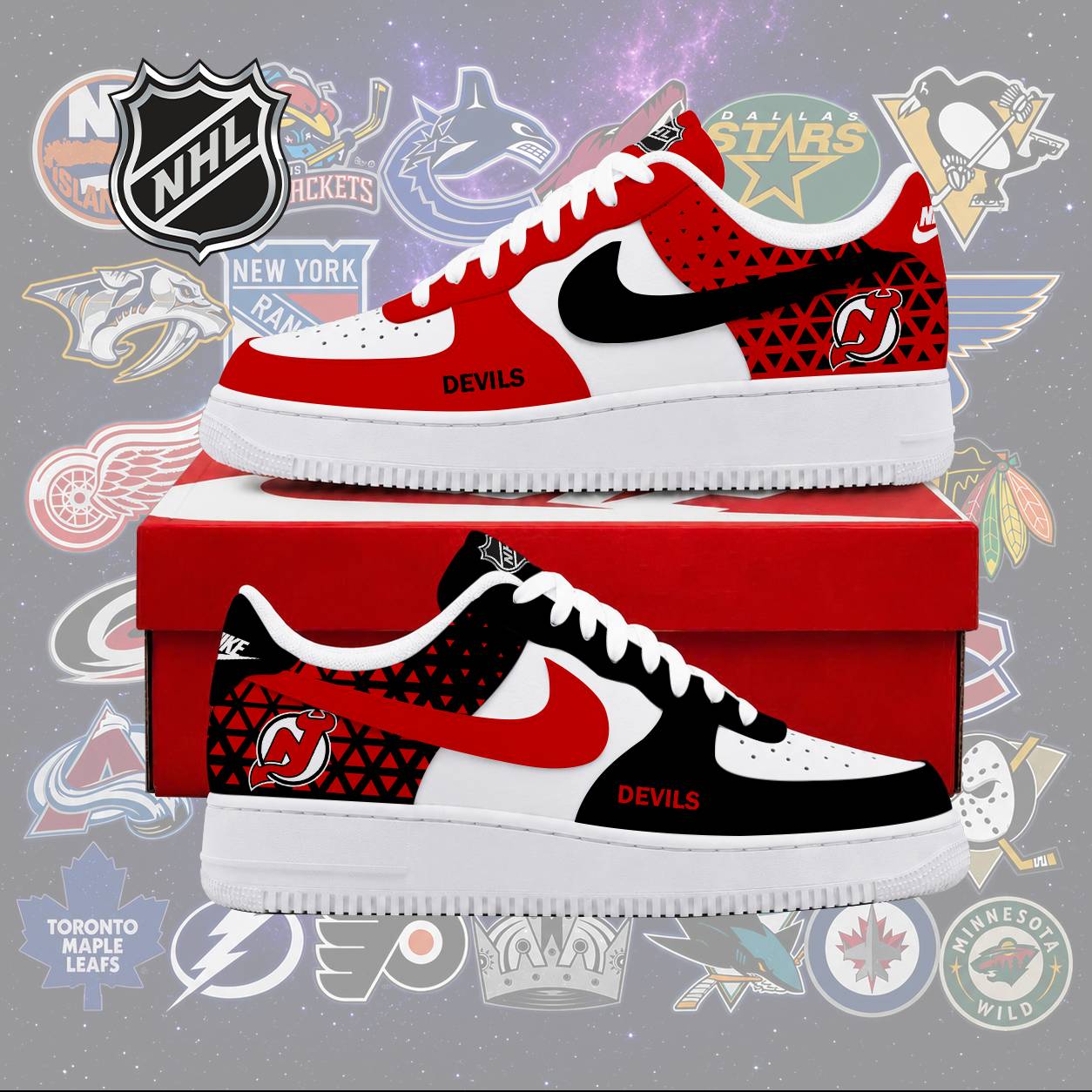 LIMITED EDITION - NEW CUSTOMIZED NHL06 NJD NEW JERSEY DEVILS AF1 SHOES