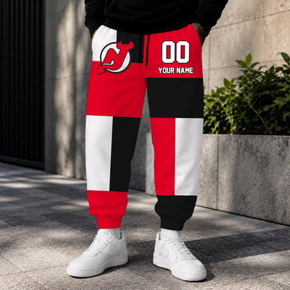 LIMITED EDITION - NEW CUSTOMIZED NHL06 NJD NEW JERSEY DEVILS SWEATPANTS