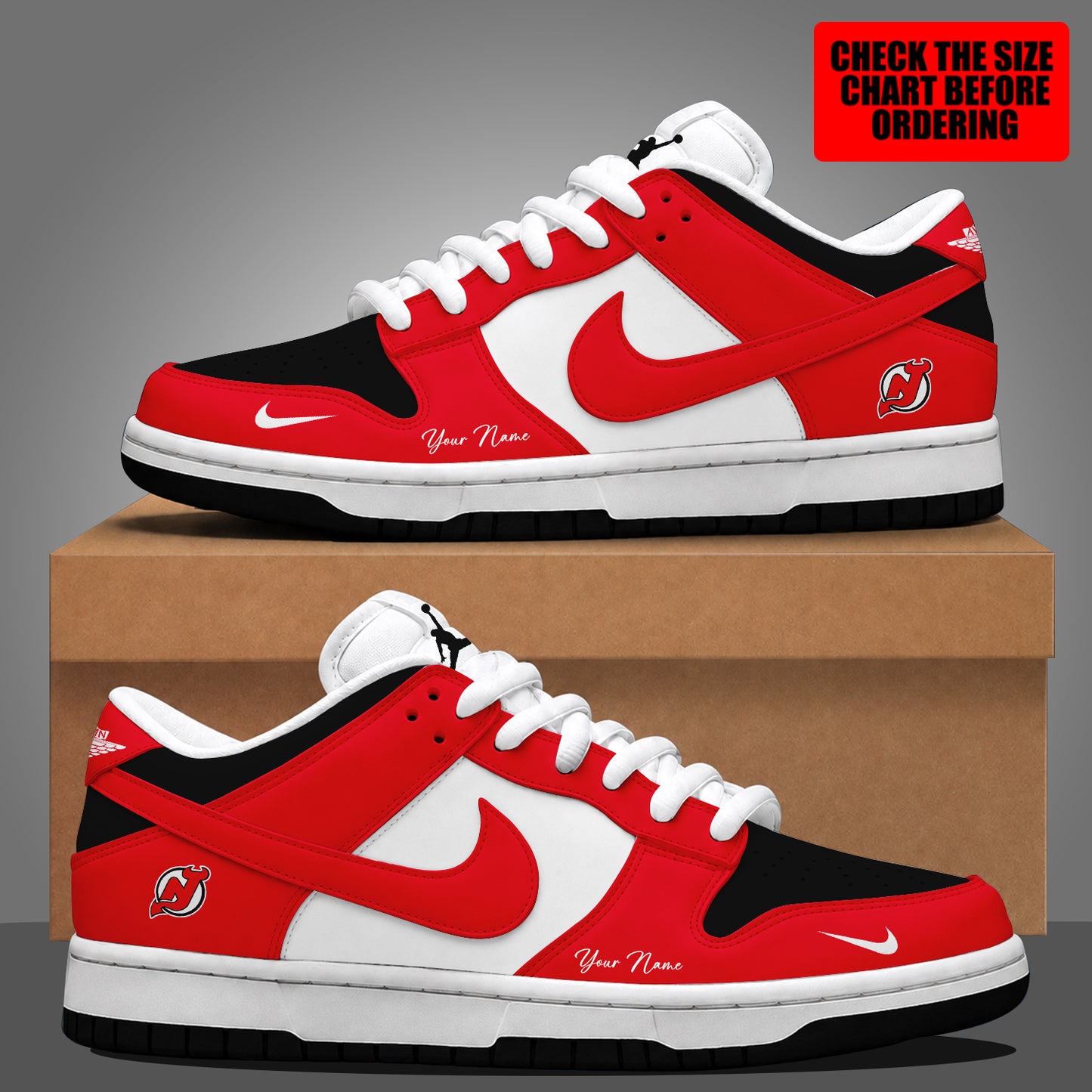 [SUPER SALE] NEW CUSTOMIZED NHL06 NJD NEW JERSEY DEVILS DUNK LOW SHOES
