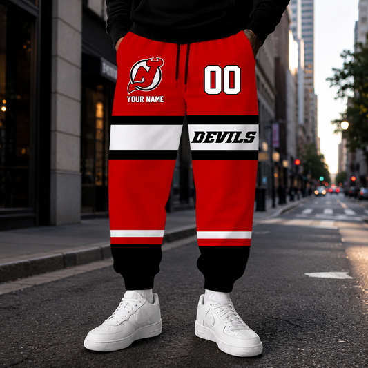 VIRAL EDITION - NEW CUSTOMIZED NHL06 NJD NEW JERSEY DEVILS SWEATPANTS