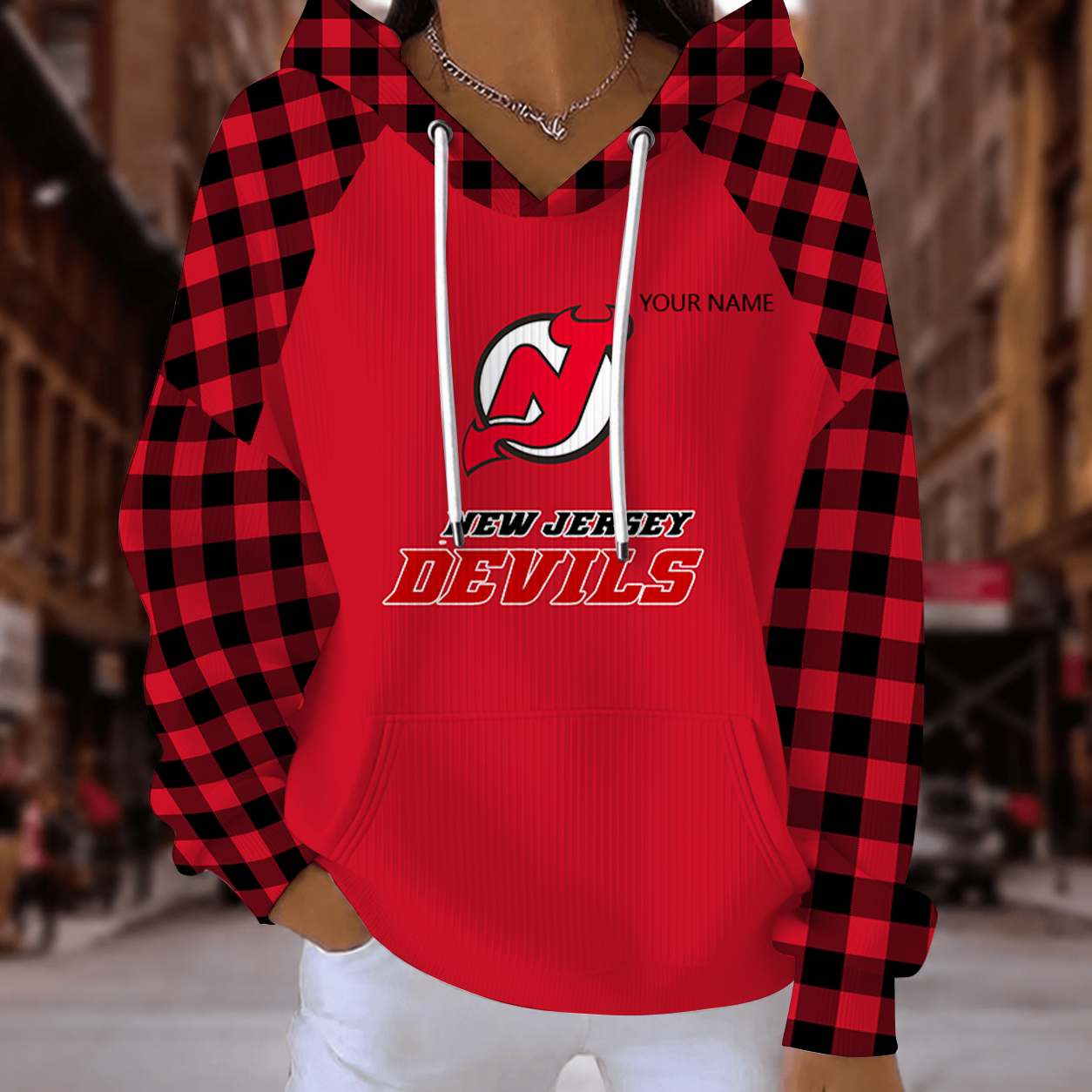 [SUPER SALE] NEW CUSTOMIZED NHL06 NJD NEW JERSEY DEVILS RIBBED HOODIE & SWEATSHIRT