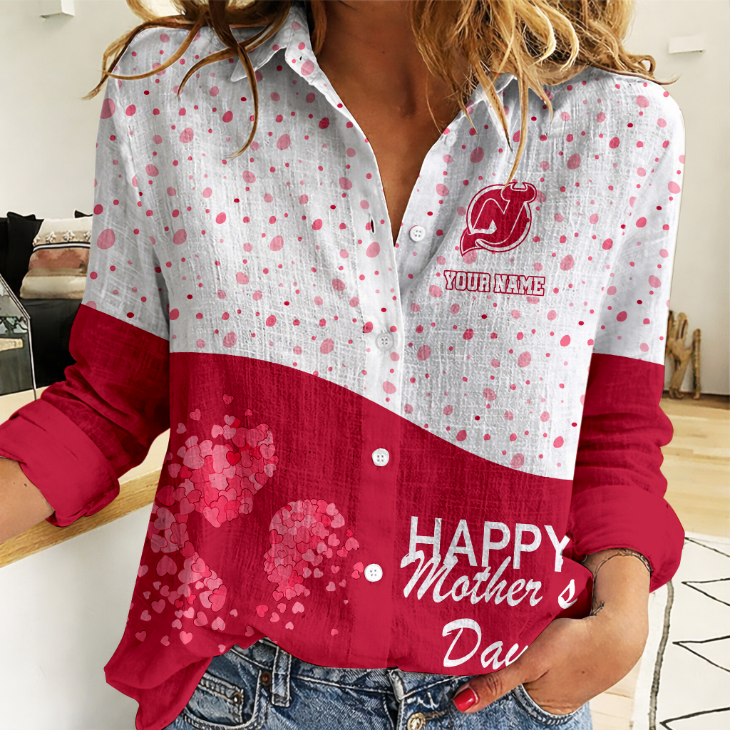 LIMITED EDITION - NEW CUSTOMIZED NHL06 NJD NEW JERSEY DEVILS WOMEN'S CASUAL SHIRT FOR MOTHER'S DAY