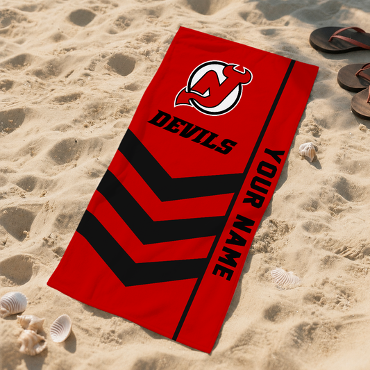 SPECIAL EDITION - NEW CUSTOMIZED NHL06 NJD NEW JERSEY DEVILS BEACH TOWEL