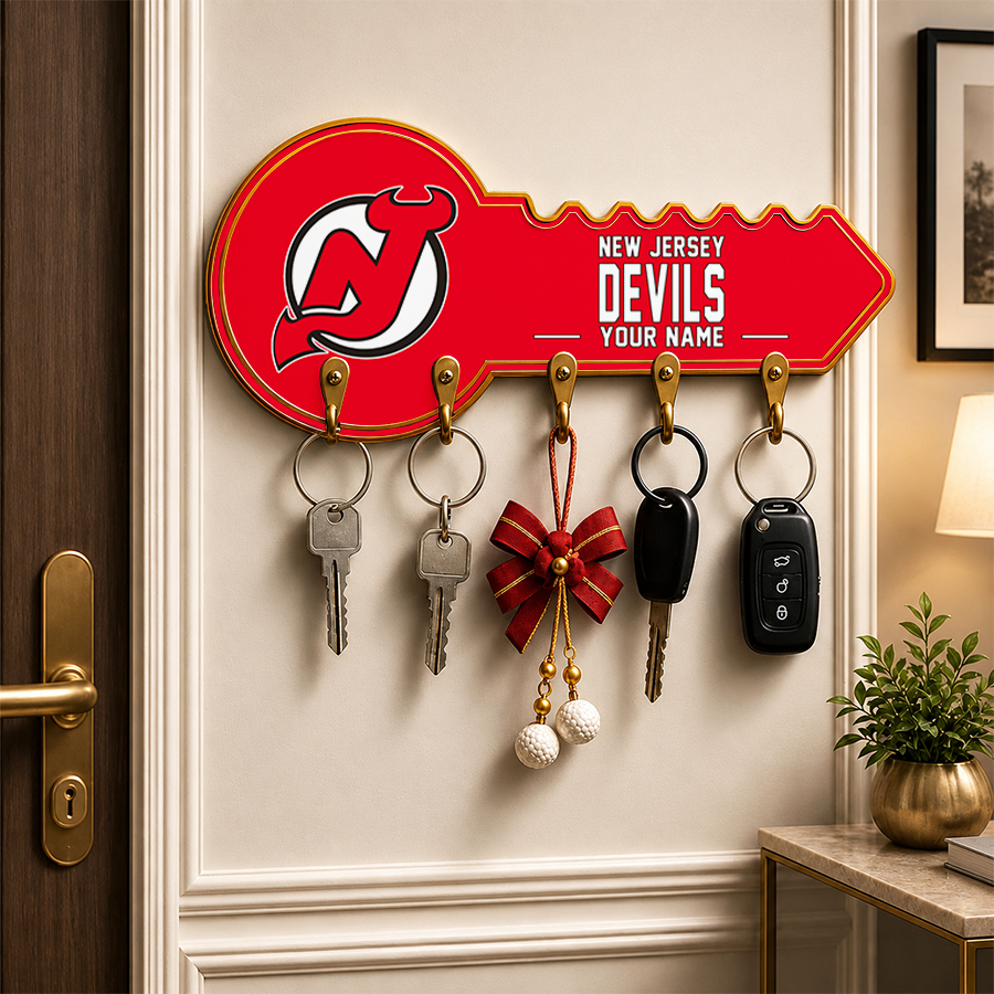 [SUPER SALE] NEW CUSTOMIZED NHL06 NJD NEW JERSEY DEVILS WALL KEY HOLDER FOR HOME