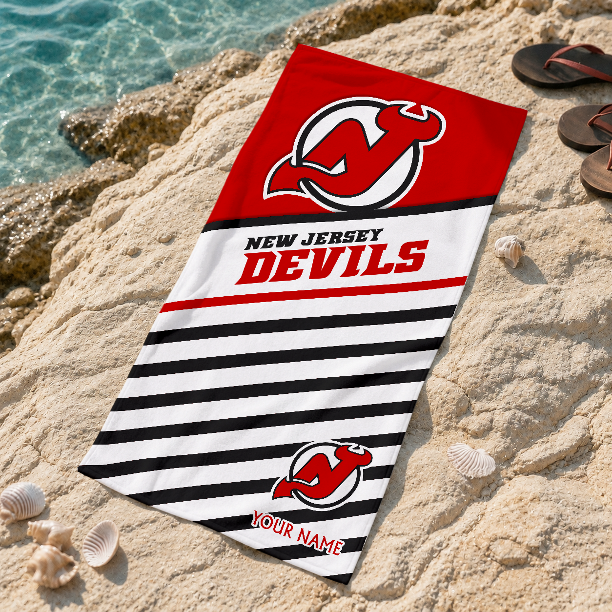 LIMITED EDITION - NEW CUSTOMIZED NHL06 NJD NEW JERSEY DEVILS BEACH TOWEL