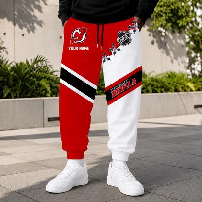 LIMITED EDITION - NEW CUSTOMIZED NHL06 NJD NEW JERSEY DEVILS SWEATPANTS