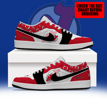 [SUPER SALE] NEW CUSTOMIZED NHL06 NJD NEW JERSEY DEVILS AIR JORDAN LOW SHOES