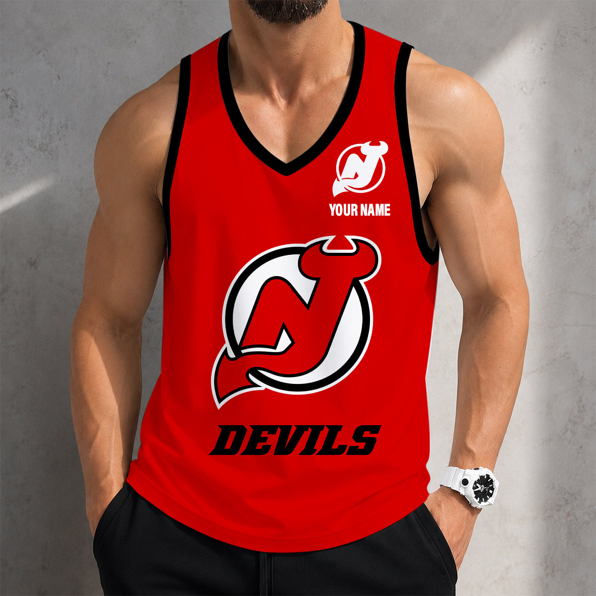 LIMITED EDITION - NEW CUSTOMIZED NHL06 NJD NEW JERSEY DEVILS MEN'S TANK TOP