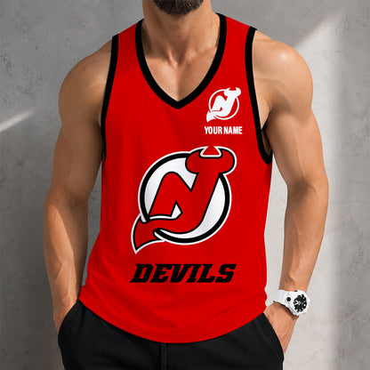 LIMITED EDITION - NEW CUSTOMIZED NHL06 NJD NEW JERSEY DEVILS MEN'S TANK TOP