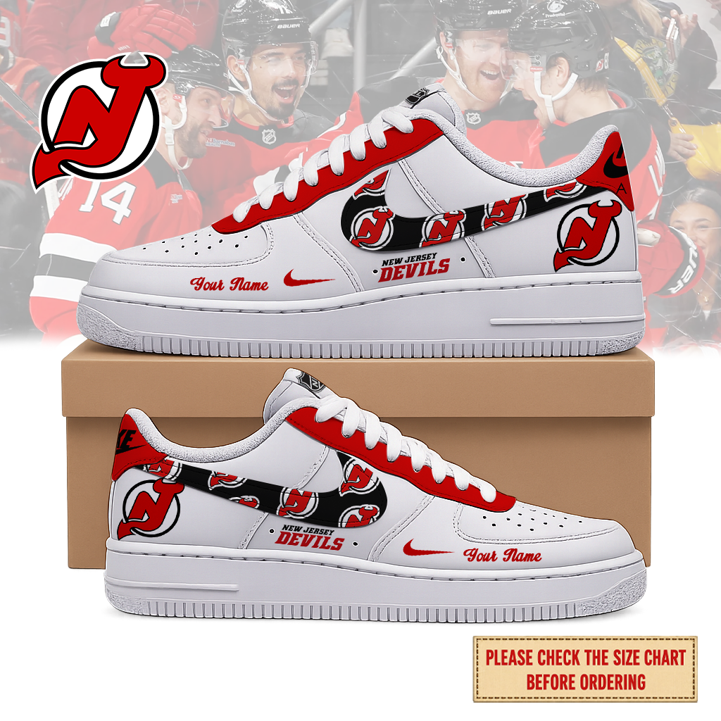 EXCLUSIVE EDITION - NEW CUSTOMIZED NHL06 NJD NEW JERSEY DEVILS AF1 SHOES