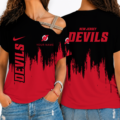 [SUPER SALE] NEW CUSTOMIZED NHL06 NJD NEW JERSEY DEVILS SHOULDER SHIRT