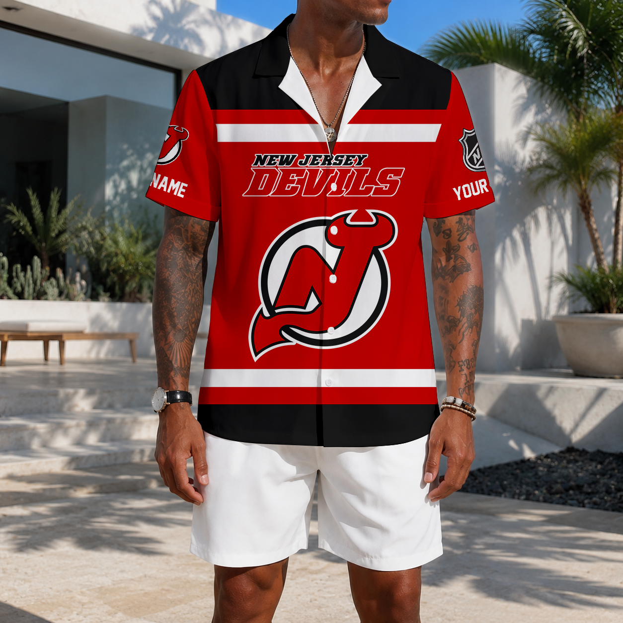 LIMITED EDITION - NEW CUSTOMIZED NHL06 NJD NEW JERSEY DEVILS UNISEX HAWAIIAN SHIRT