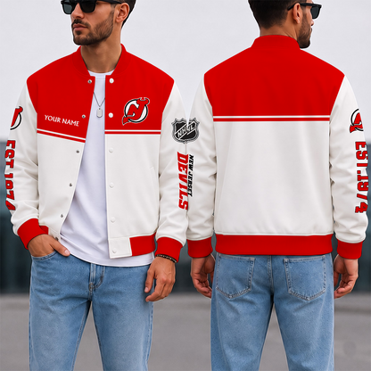 EXCLUSIVE EDITION - NEW CUSTOMIZED NHL06 NJD NEW JERSEY DEVILS SATIN VARSITY JACKET & BASEBALL JACKET