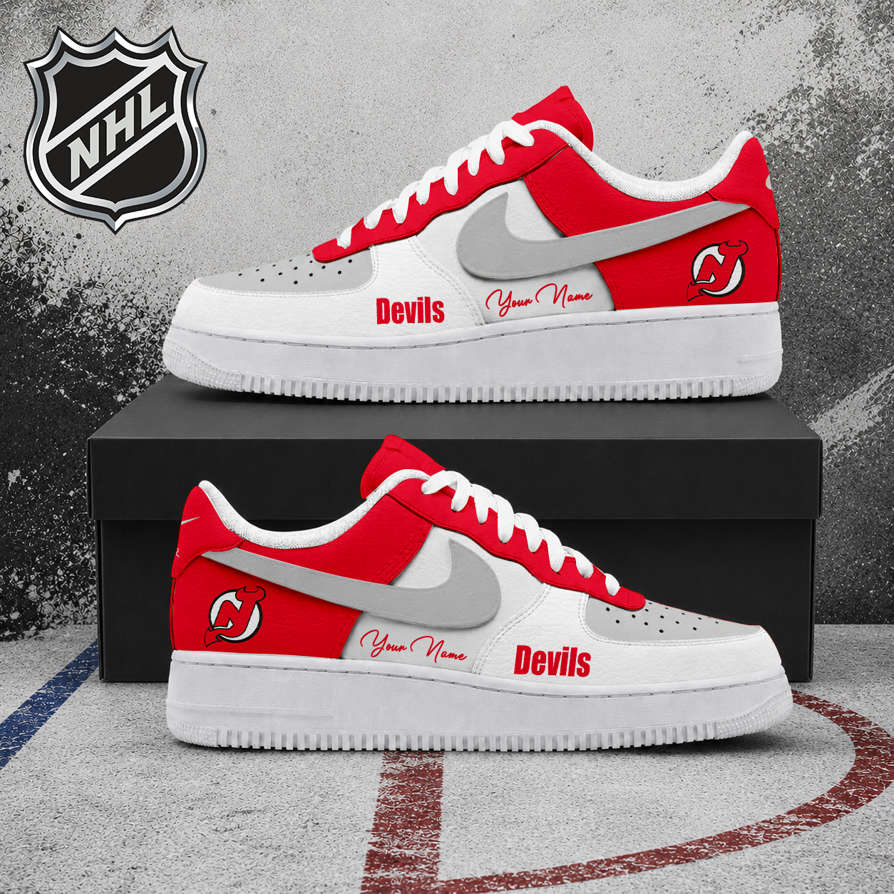 FINAL CLEARANCE - NEW CUSTOMIZED NHL06 NJD NEW JERSEY DEVILS AF1 SHOES