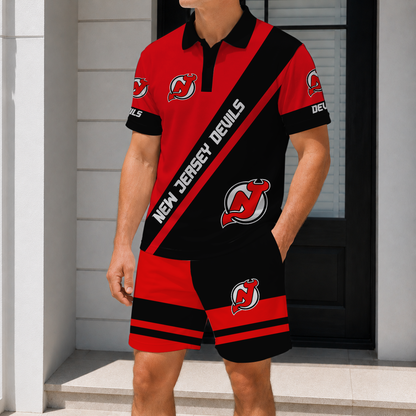 LIMITED EDITION - NEW CUSTOMIZED NHL06 NJD NEW JERSEY DEVILS POLO & SHORT PANTS SET