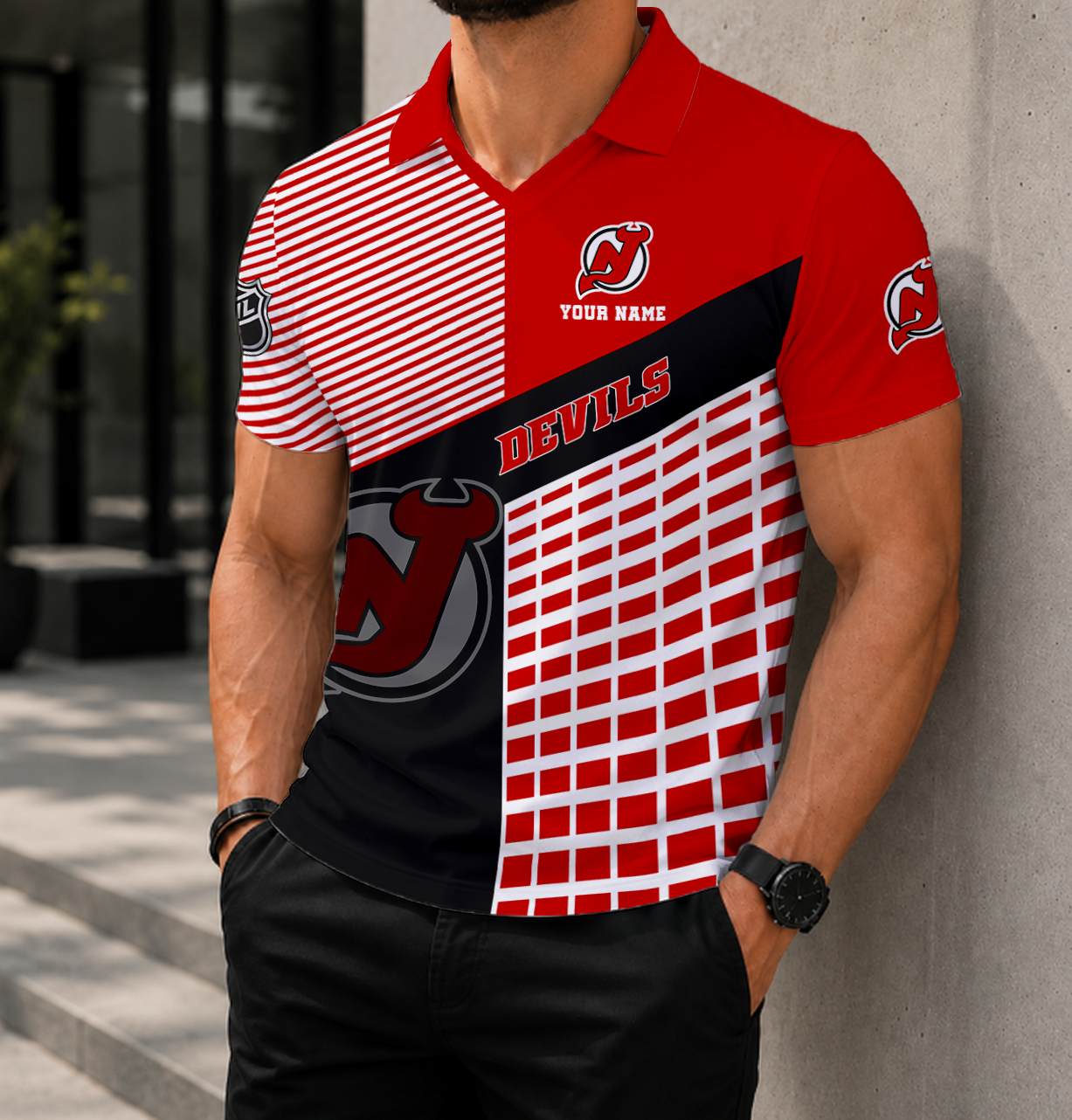 VIRAL EDITION - NEW CUSTOMIZED NHL06 NJD NEW JERSEY DEVILS POLO SHIRT
