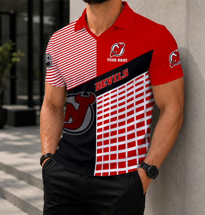 VIRAL EDITION - NEW CUSTOMIZED NHL06 NJD NEW JERSEY DEVILS POLO SHIRT