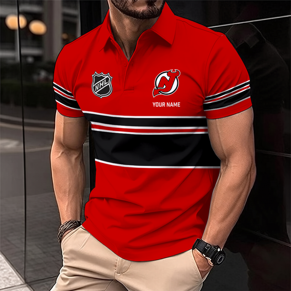 [SUPER SALE] NEW CUSTOMIZED NHL06 NJD NEW JERSEY DEVILS POLO SHIRT