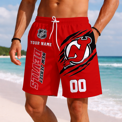 LIMITED EDITION - NEW CUSTOMIZED NHL06 NJD NEW JERSEY DEVILS SHORT PANTS