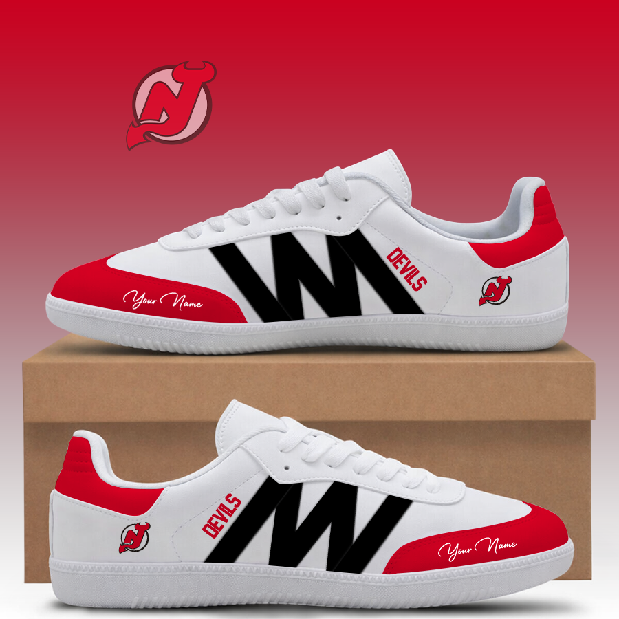 [SUPER SALE] NEW CUSTOMIZED NHL06 NJD NEW JERSEY DEVILS CLASSIC SNEAKERS