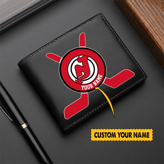 LIMITED EDITION - NEW CUSTOMIZED NHL06 NJD NEW JERSEY DEVILS LEATHER WALLET