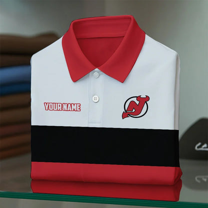 [SUPER SALE] NEW CUSTOMIZED NHL06 NJD NEW JERSEY DEVILS POLO SHIRT