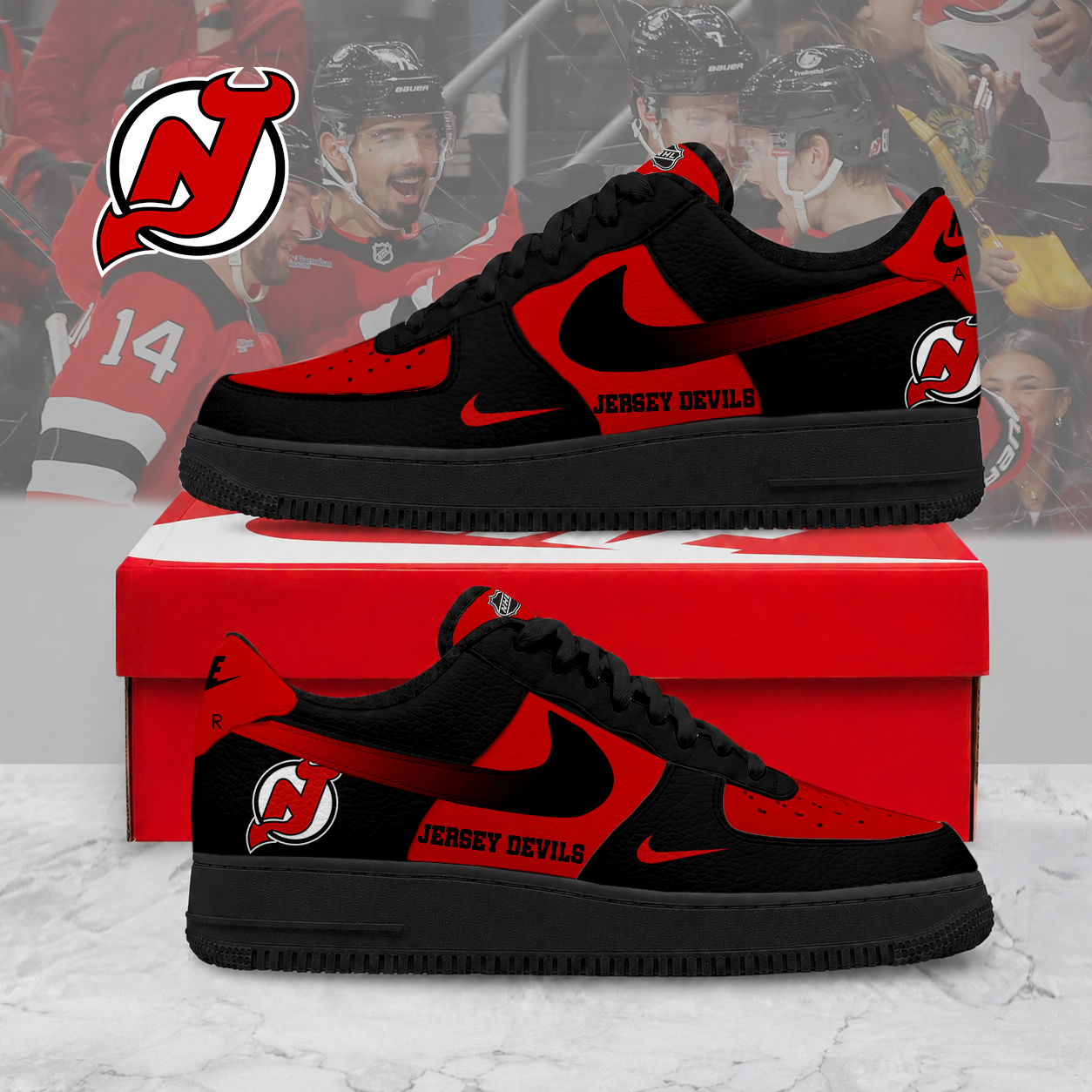 ELITE EDITION - NEW CUSTOMIZED NHL06 NJD NEW JERSEY DEVILS AF1 SHOES