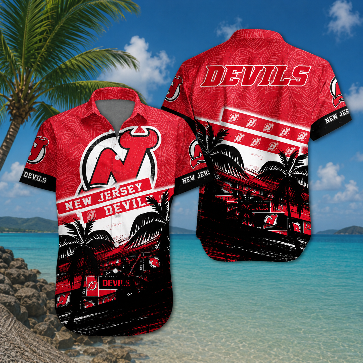 LIMITED EDITION - NEW CUSTOMIZED NHL06 NJD NEW JERSEY DEVILS UNISEX HAWAIIAN SHIRT