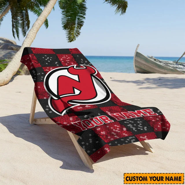 LIMITED EDITION - NEW CUSTOMIZED NHL06 NJD NEW JERSEY DEVILS BEACH TOWEL FOR FAN