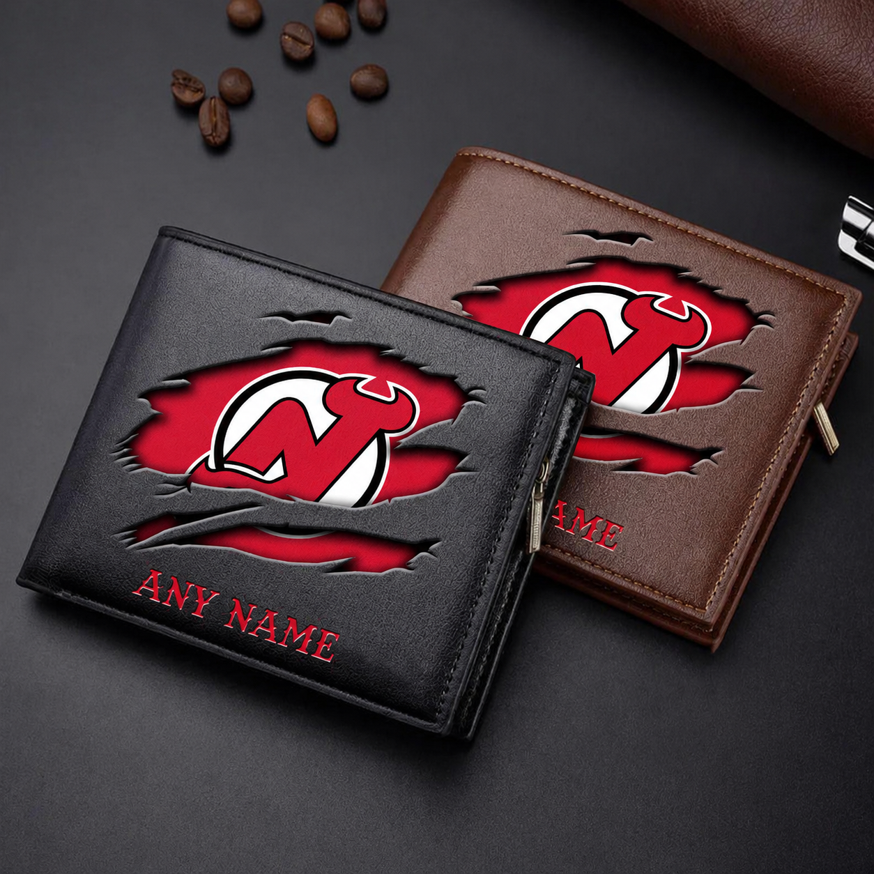 LIMITED EDITION - NEW CUSTOMIZED NHL06 NJD NEW JERSEY DEVILS LEATHER WALLET