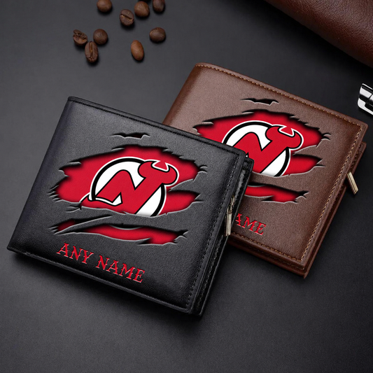 LIMITED EDITION - NEW CUSTOMIZED NHL06 NJD NEW JERSEY DEVILS LEATHER WALLET