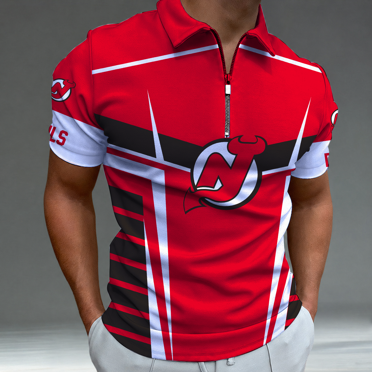 LIMITED EDITION - NEW CUSTOMIZED NHL06 NJD NEW JERSEY DEVILS POLO SHIRT