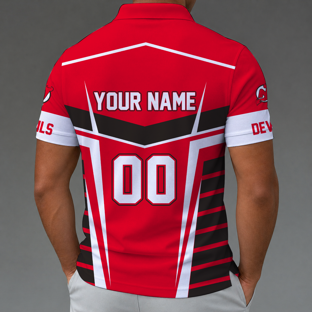 LIMITED EDITION - NEW CUSTOMIZED NHL06 NJD NEW JERSEY DEVILS POLO SHIRT