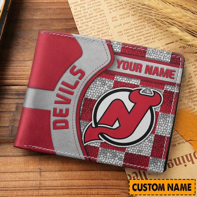 LIMITED EDITION - NEW CUSTOMIZED NHL06 NJD NEW JERSEY DEVILS LEATHER WALLET