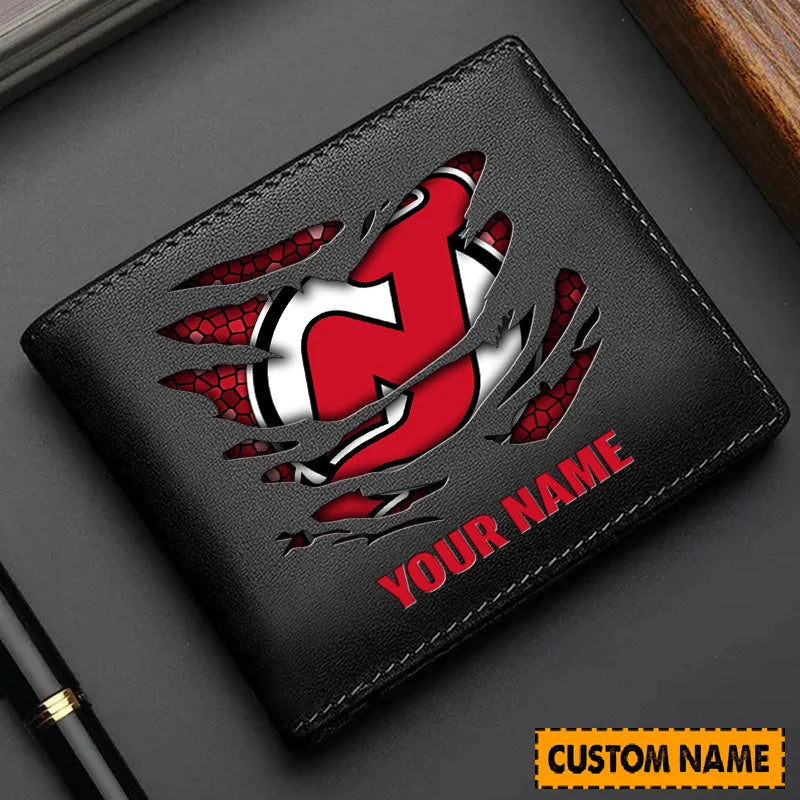 LIMITED EDITION - NEW CUSTOMIZED NHL06 NJD NEW JERSEY DEVILS LEATHER WALLET