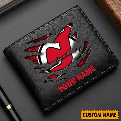 LIMITED EDITION - NEW CUSTOMIZED NHL06 NJD NEW JERSEY DEVILS LEATHER WALLET