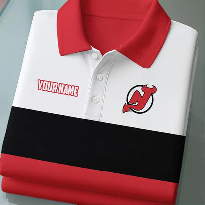 [SUPER SALE] NEW CUSTOMIZED NHL06 NJD NEW JERSEY DEVILS POLO SHIRT