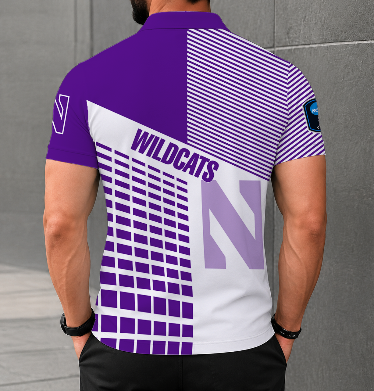 LIMITED EDITION - NEW CUSTOMIZED NCAA CFH06 NOW NORTHWESTERN WILDCATS POLO SHIRT